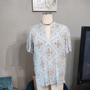 LOFT Light Blue Floral Top